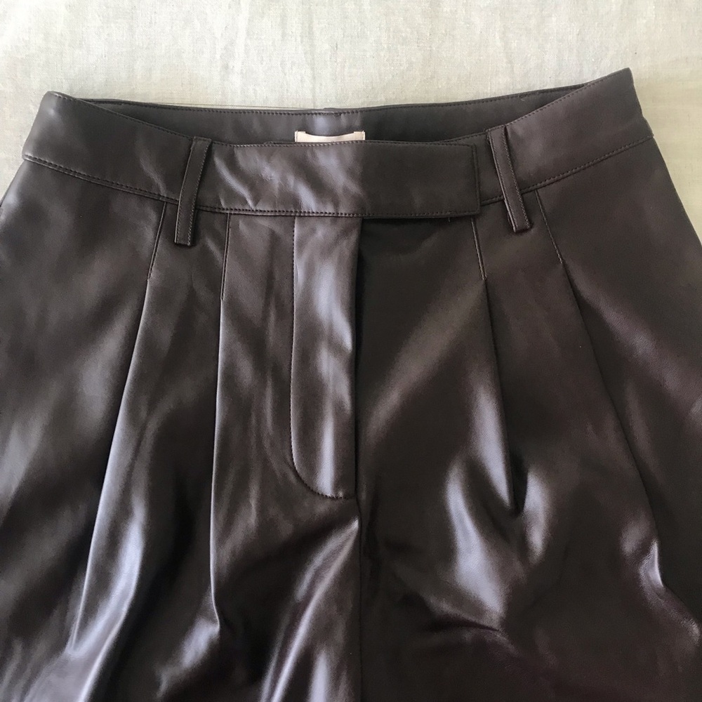 Camila Coelho Faux Leather Mid Rise Long Shorts - Picture 6 of 9